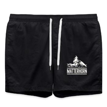 Matterhorn Zermatt Mountain Swiss Alps Hiking - Swim Trunks - black - Front - AI Model Male 185 light (185cm)