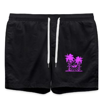 Lustige Sonne Lacht Glücklich Spaß Gesicht Palmen - Badeshorts - Schwarz - Vorne - AI Model Male 185 light (185cm)