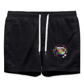 Tête de gecko colorée dans le trou 2 - Short de bain - noir - Devant - AI Model Male 185 light (185cm)
