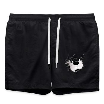 Iceland Map Framed Real Football EN - Swim Trunks - black - Front - AI Model Male 185 light (185cm)