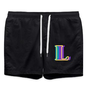 Mehrfarbiger Buchstabe l - Badeshorts - Schwarz - Vorne - AI Model Male 185 light (185cm)