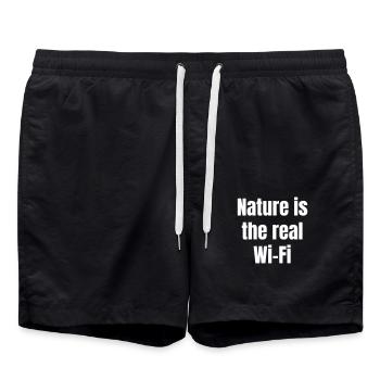La nature, c’est le vrai Wi-Fi - Short de bain - noir - Devant - AI Model Male 185 light (185cm)