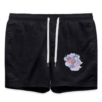 🌸 Floral Camera - Watercolor Aesthetic Photograph - Swim Trunks - black - Front - AI Model Male 185 light (185cm)