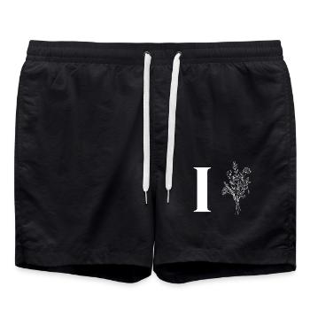 Lette i fleurs minimalistes - Short de bain - noir - Devant - AI Model Male 185 light (185cm)