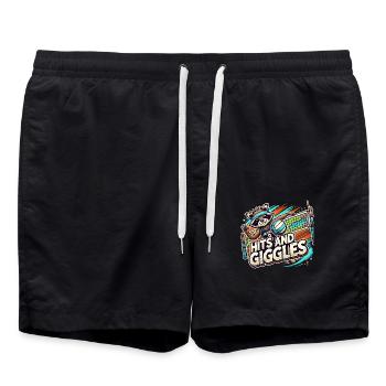 Hits and Giggles Volleyball Player Women Raccoon - Swim Trunks - black - Front - AI Model Male 185 light (185cm)