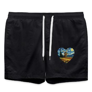 Hollande art Moulin à vent et tulipes VG - Short de bain - noir - Devant - AI Model Male 185 light (185cm)