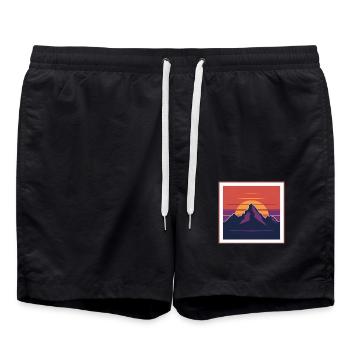 Sunset Peaks zwischen den Bergen - Badeshorts - Schwarz - Vorne - AI Model Male 185 light (185cm)