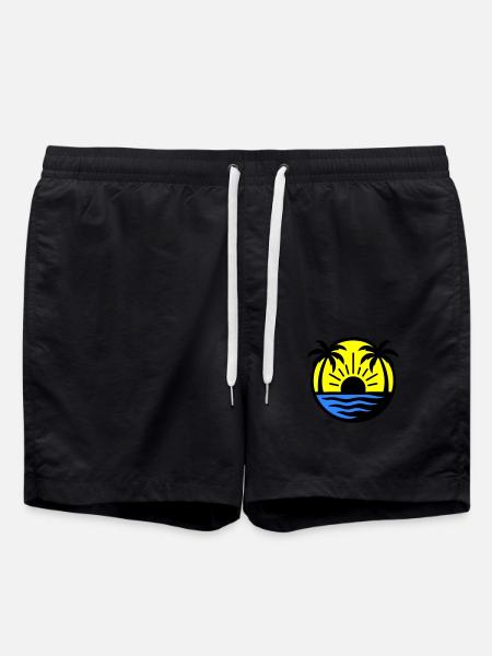 Palm Trees Beach Sunset - Swim Trunks - black