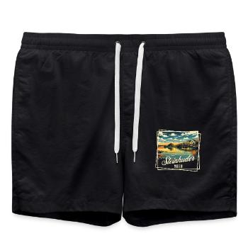 Steinhuder Meer – Sommer. Sonne. Seele baumeln - Badeshorts - Schwarz - Vorne - AI Model Male 185 light (185cm)