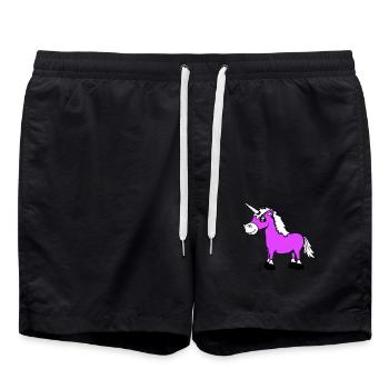 licorne sourit assez sympathique cheval de dessin animé - Short de bain - noir - Devant - AI Model Male 185 light (185cm)