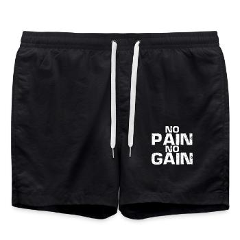 Pas de douleur, pas de gain - Entraînement - Salle de sport - Sport - Fitness - Short de bain - noir - Devant - AI Model Male 185 light (185cm)