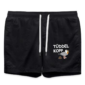 Tüddelkopp Möwe - Badeshorts - Schwarz - Vorne - AI Model Male 185 light (185cm)