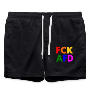 Fck afd - Badeshorts - Schwarz - Vorne - AI Model Male 185 light (185cm)