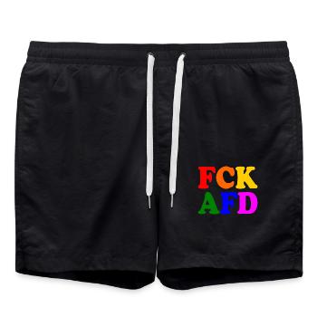 Fck afd - Badeshorts - Schwarz - Vorne - AI Model Male 185 light (185cm)