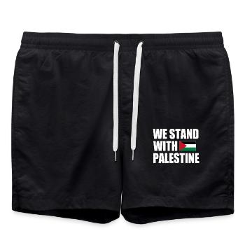 We stand with palestine - Swim Trunks - black - Front - AI Model Male 185 light (185cm)