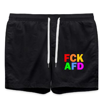 Fck afd - Badeshorts - Schwarz - Vorne - AI Model Male 185 light (185cm)