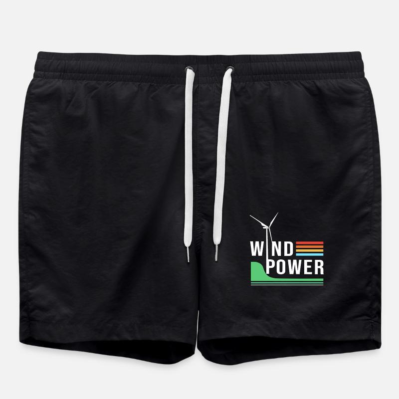 Windrad Windenergie Windkraft - Badeshorts - Schwarz