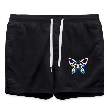 EDM Tricolore - Papillon - Glitch - Style rave - Short de bain - noir - Devant - AI Model Male 185 light (185cm)