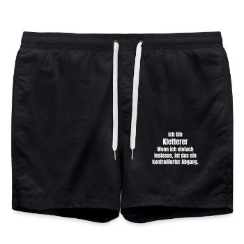 Kletterer macht Abgang - Badeshorts - Schwarz - Vorne - AI Model Male 185 light (185cm)