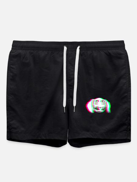 EDM - Dog - Glitch Rave Style - Swim Trunks - black