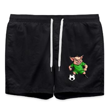 Cochon de football vert - Short de bain - noir - Devant - AI Model Male 185 light (185cm)