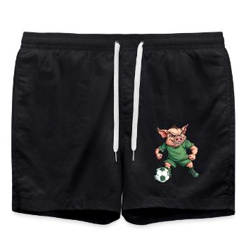Schweinchen Fussballer grün - Badeshorts - Schwarz - Vorne - AI Model Male 185 light (185cm)