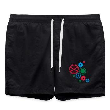 neuf roues d'engrenage dans différentes couleurs - Short de bain - noir - Devant - AI Model Male 185 light (185cm)
