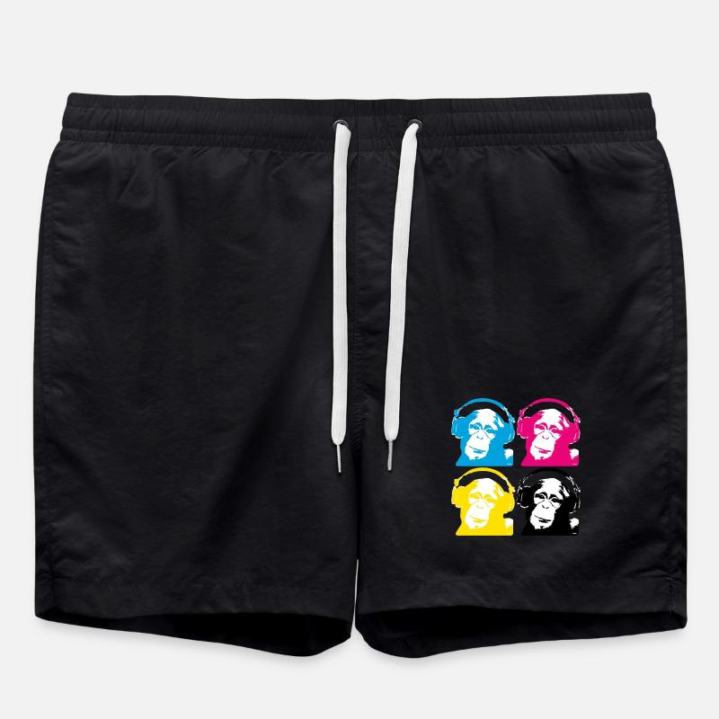 4 dj monkeys - Badeshorts - Schwarz