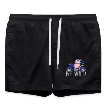 Witziges Schwein auf Chopper Comic - Badeshorts - Schwarz - Vorne - AI Model Male 185 light (185cm)