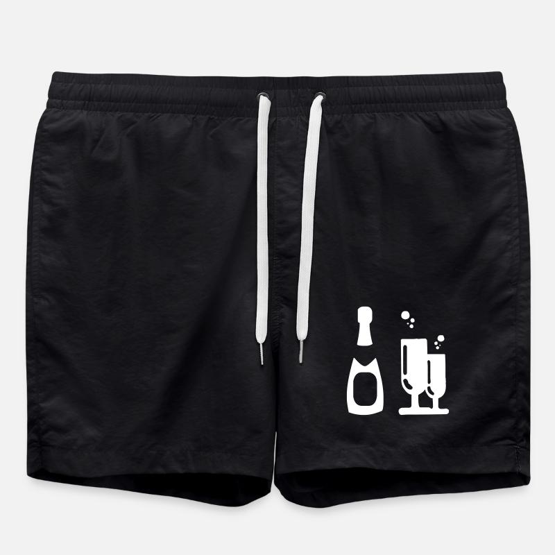 Vin mousseux avec verres - Short de bain - noir