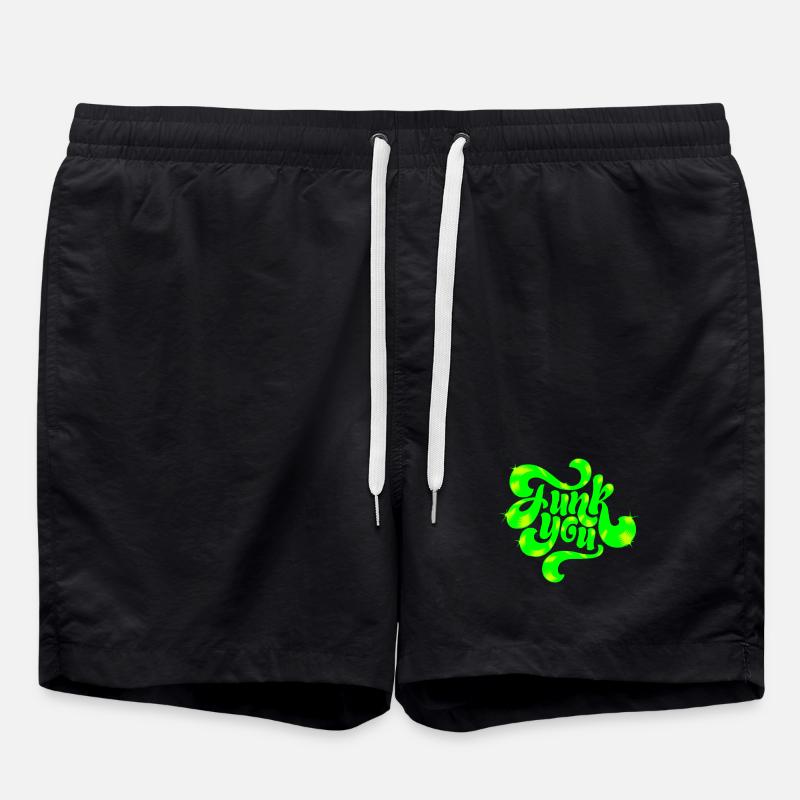 Grünes Neon-Punk-Textdesign - Badeshorts - Schwarz