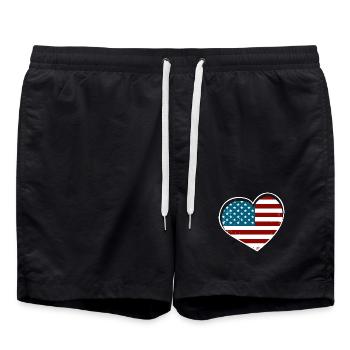 Drapeau Coeur USA Style Vintage - Short de bain - noir - Devant - AI Model Male 185 light (185cm)