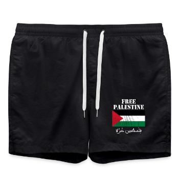 Drapeau de Palestine libre - Short de bain - noir - Devant - AI Model Male 185 light (185cm)