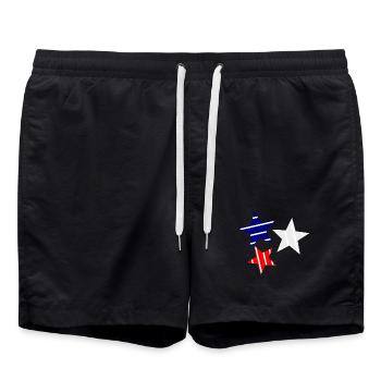 STERN. STERNE. STERN. STERNE. FEST. JAHRESTAG - Badeshorts - Schwarz - Vorne - AI Model Male 185 light (185cm)
