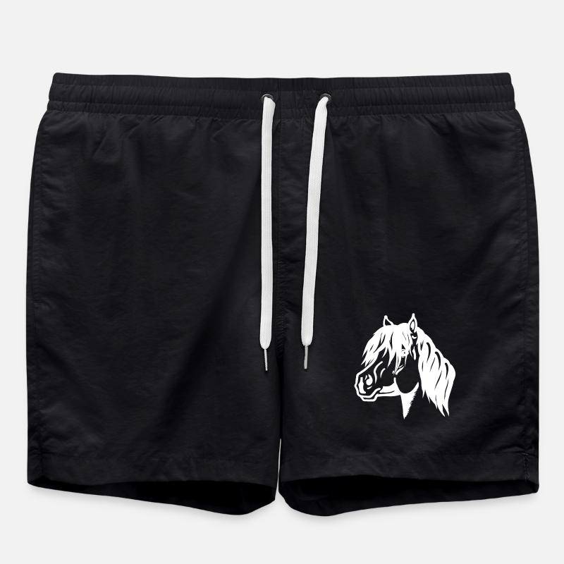 Pony Portrait weiß - Badeshorts - Schwarz