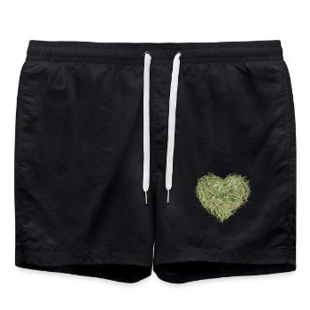 Cœur de foin aux teintes verdâtres chatoyantes - Short de bain - noir - Devant - AI Model Male 185 light (185cm)