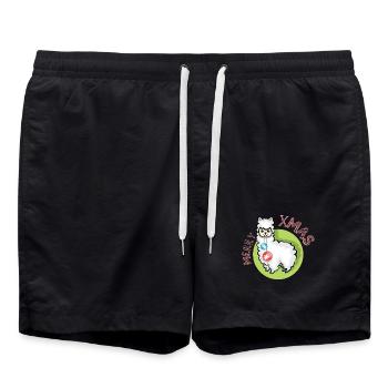 Joyeux Noël Alpaga symbole Nature Animaux Noël - Short de bain - noir - Devant - AI Model Male 185 light (185cm)