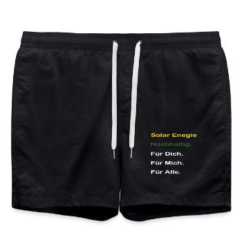 Solar Enegie für alle. Autarker Solarstrom Speiche - Badeshorts - Schwarz - Vorne - AI Model Male 185 light (185cm)