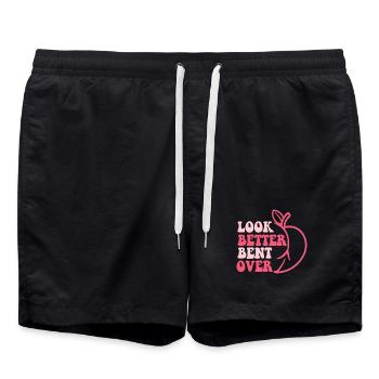 Concevoir avec des fruits et un texte de motivation - Short de bain - noir - Devant - AI Model Male 185 light (185cm)