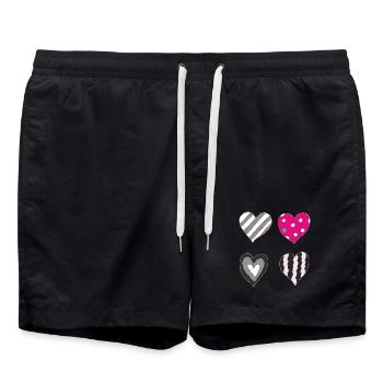 Heart Variation - Swim Trunks - black - Front - AI Model Male 185 light (185cm)
