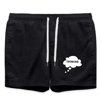 Frühling Saison Wolke Sprechblase Denkblase Quote - Badeshorts - Schwarz - Vorne - AI Model Male 185 light (185cm)