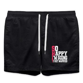 Lustiger Junggesellenabschied Verlobung Hochzeit Verheiratet - Badeshorts - Schwarz - Vorne - AI Model Male 185 light (185cm)