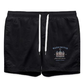 Washington D.C., USA, Bauwerk Renwick Gallery - Badeshorts - Schwarz - Vorne - AI Model Male 185 light (185cm)