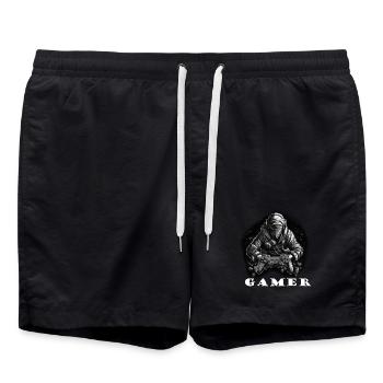 Gamer 2 blanc - Short de bain - noir - Devant - AI Model Male 185 light (185cm)