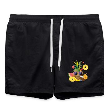cooles Sommer Motiv Ananas mit Kokosnuss - Badeshorts - Schwarz - Vorne - AI Model Male 185 light (185cm)