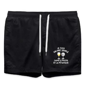 pétanque, bouliste, fan de pétanque - Short de bain - noir - Devant - AI Model Male 185 light (185cm)
