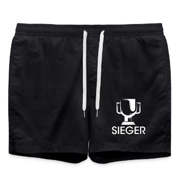 Sieger Pokal Symbol Zeichen Gewinner Wettbewerb - Badeshorts - Schwarz - Vorne - AI Model Male 185 light (185cm)