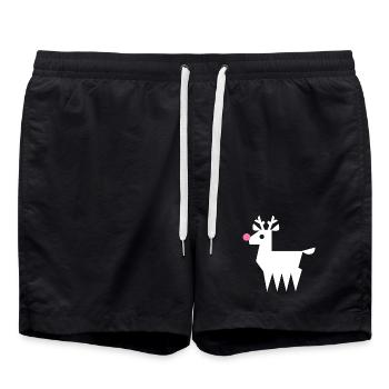 Rentier Rudolf L weiß mit neonpinker Nase - Badeshorts - Schwarz - Vorne - AI Model Male 185 light (185cm)