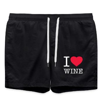 I LOVE WINE Wein - Badeshorts - Schwarz - Vorne - AI Model Male 185 light (185cm)