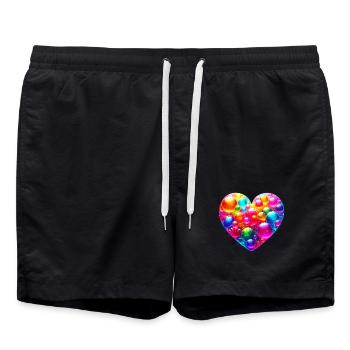 Buntes Herz - Badeshorts - Schwarz - Vorne - AI Model Male 185 light (185cm)